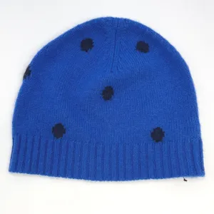 Talbots Cashmere Polka Dot Beanie Hat OS Blue Soft Warm Cozy Preppy Indie Winter thumbnail 2