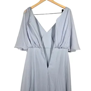 After Six Style 1565 Silver Dove Chiffon Flutter Sleeve‎ V Neck Maxi Dress 6R thumbnail 5