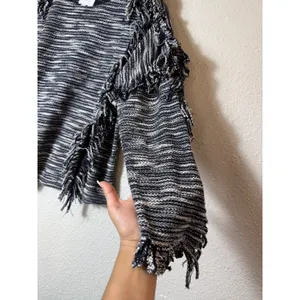 MISA Los Angeles‎ Fringe Sweater Black White Textured Knit Size S thumbnail 4