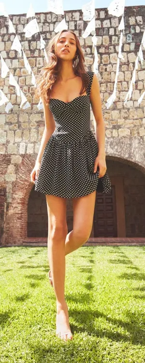 Reformation Black & White Polka Dot Dress thumbnail 1