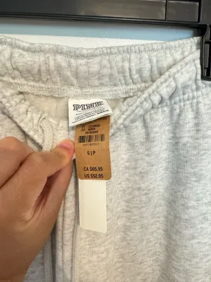 NWT VICTORIA'S SECRET PINK FLEECE HIGH WAIST GYM PANTS Small GREY SHINE thumbnail 3