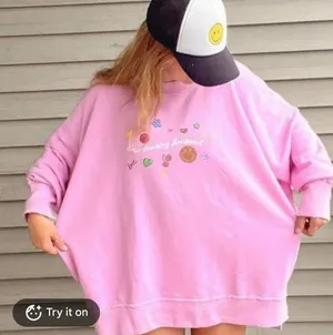 Aerie oversized Pink crewneck sweatshirt thumbnail 1