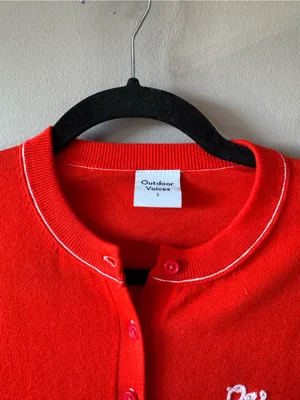 Outdoor Voices NWOT Women’s 100% Cotton Red Button Down Cardigan Size‎ Small thumbnail 4