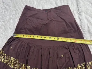 Wet Seal Brown Sequin Tiered Midi Skirt Boho Festival Y2K Size Small thumbnail 7