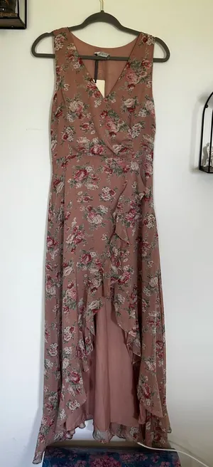 NWT Dress Forum Floral Print Sleeveless V Neck High‎ Low Long Dress Size Large thumbnail 1