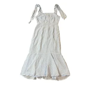 NWOT Lulus Size Small Bimini Periwinkle Blue Swiss Dot Tie-Strap Midi Dress thumbnail 3