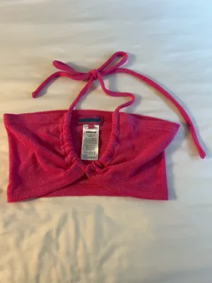 Edikted Pink Terry Cloth Crop Top thumbnail 2