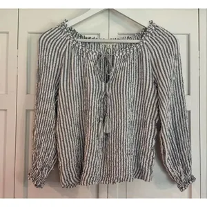 Max Studio striped crinkle boho crop blouse small thumbnail 3