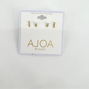 NWT AJOA Lala 2‎ Pack Gold Stud Earrings Minimalist thumbnail 2