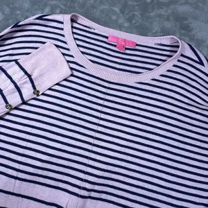 Lilly Pulitzer Melenie Cool-Max Sweater L Heathered Pink Tropics Stripe Nautical thumbnail 9