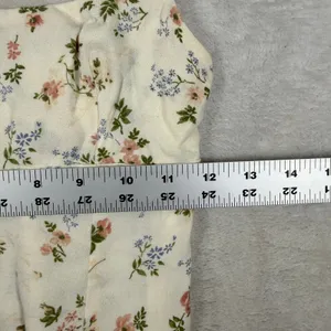 Reformation Floral Smocked Back Cami Top Cream Pink Blue Size 0 RN143248 thumbnail 4