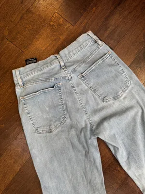 Saks 3x1 NYC light wash side slit flare high waisted stretch jeans thumbnail 11