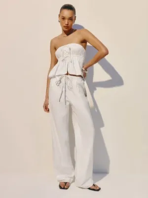 Reformation Rowen Strapless Front‎ Ties Crop Top White Size M thumbnail 2