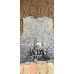 Vintage Zena Floral Denim Vest Acid Wash‎ Made in USA Large 90s Waistcoat thumbnail 5