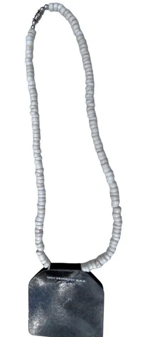 White Shell Beaded Necklace With Silver-Tone Clasp 16" Island Edge Hand-Crafted thumbnail 1
