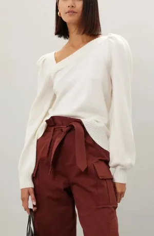 Marissa Webb White Asymmetric Sweater Top MEDIUM Business Casual Cottage $255 thumbnail 1