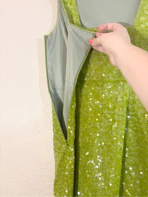 Marc New York Sequin Lime Green Mini Dress Vintage Size 4 thumbnail 8