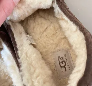 UGG Suede Shearling Moccasin Slippers Dark Brown size 8 thumbnail 14