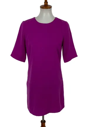 Pim And Larkin Dress Womens Small Purple Short Sleeve Minimalist Sheath Workwear thumbnail 1