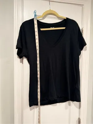 NWOT Madewell Size L Black V Neck Short Sleeve Slub Cotton Tee Shirt thumbnail 8