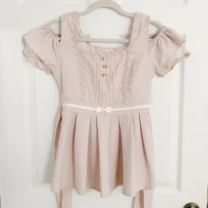 Lizlisa Japanese Kawaii Pastel Lilac Lace Ruffle Ribbon Bow Pelpum Blouse Top thumbnail 1