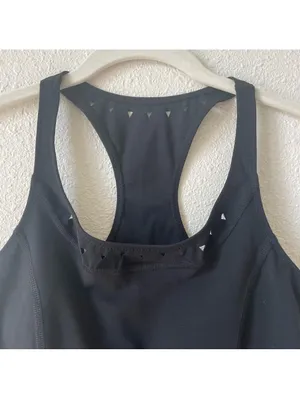 Gigi C Roberta Tank Top Black Size XS Laser Cut Cropped Athleisure Workout thumbnail 3