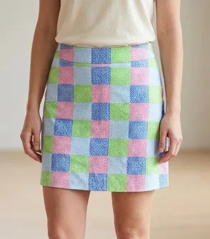 Vineyard Vines Golf Skort Womens 2 Patchwork Whale Pink Blue Green Tennis Preppy thumbnail 1