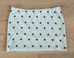 More To Come Mini Skirt Logan Polka Dot Size S in Green and Charcoal thumbnail 1