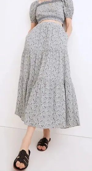 MADEWELL 100% Cotton Button-Front Tiered Maxi Skirt thumbnail 1
