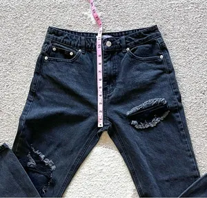 Adika Andor High Rise Straight Leg Cropped Jeans in Black Size 30 thumbnail 7