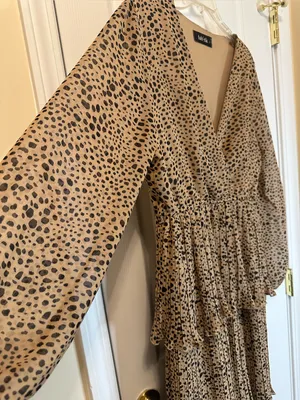 Fab'rik Tan & Black Leopard Printed Tiered V-Neck Maxi Dress thumbnail 5