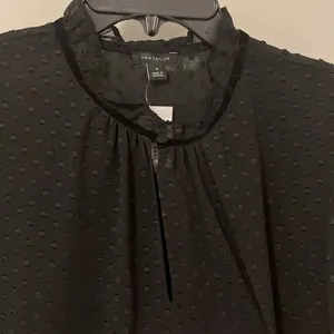 Ann Taylor black polka dot key hole blouse in size Medium thumbnail 5