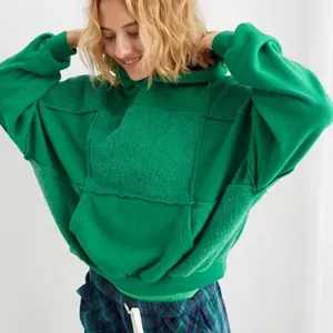 Aerie Green Sherpa Patchwork Hoodie thumbnail 1