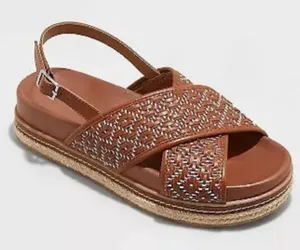Universal Threads NWT Universal Thread Women's Elisa Platform Sandals Cognac Brown Size 9.5 thumbnail 1