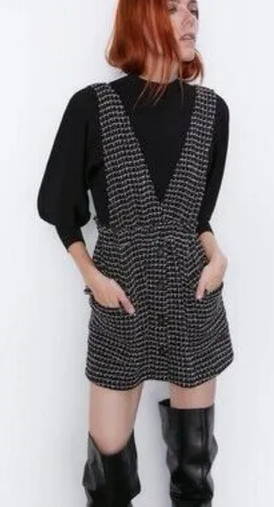 Zara tweed pinafore dress thumbnail 1