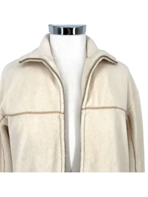 & Other Stories Fleece Full Zip Oversized Cozy Track Jacket Cream Size Small thumbnail 3