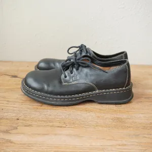 Born Women's Size 9.5 Oxford Black Leather Lace Up Contrast Stitch Square Toe thumbnail 3