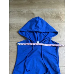 NWOT Halara Hooded Drawstring Sleeveless Cropped Running Tank Top blue size XS thumbnail 5