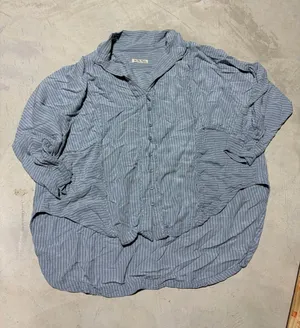 Free people we the free Light Blue Striped Button-Up Shirt x large thumbnail 1