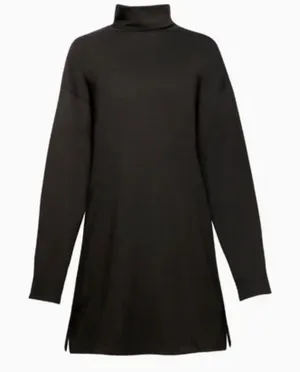 ATM Anthony Thomas Melillo Jersey Turtleneck Dress Black‎ Size Large Button Cuff thumbnail 1