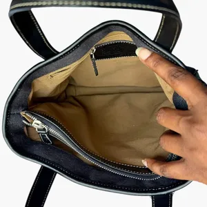 Coach Black Wool Canvas Tote Leather Trim Work Bag No. 7764 Heritage Carryall thumbnail 7