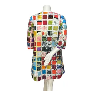 Handmade Tunic Top Bold Print Women Pockets Colorful Busy Pattern Funky Casual‎ thumbnail 2