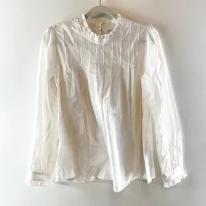 Rails Ariana Pintuck High Neck Long Sleeve Cotton Blouse Shirt Top White Medium thumbnail 2
