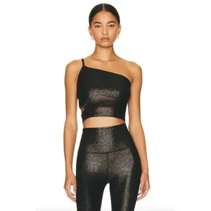 Beyond Yoga SoftShine Wanderlust Cropped Tank Stardust Foil Black Bronze Womens thumbnail 12