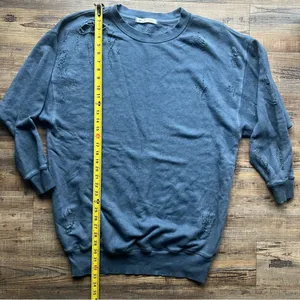 Free People We The Free Womens Blue Distressed Torn Pullover Tunic Sweater Sz XS thumbnail 5