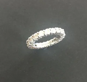 Sterling silver simulated diamond band🔹🔹🔹ring thumbnail 1
