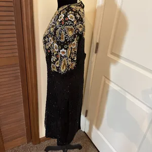 Vintage Stenay Silk Beaded Sequin Dress 10 8 6 80s Gatsby Floral Party Cocktail thumbnail 5