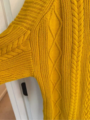 J.Crew Cotton Cable Knit Mockneck Sweater Mustard Yellow Oversized XL thumbnail 7