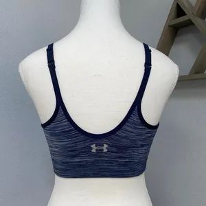 Under Armour Navy Blue Heather Sports Bra Activewear Gym Workout thumbnail 4