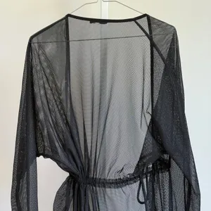 Mesh Beachy Relaxed Moody Goth Sheer Coverup Dress OS Black thumbnail 9